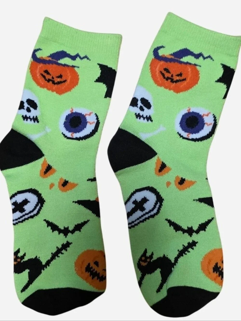 Halloween Fun Sock Bundle Bride Of Frankenstein Bats Jack-O-Lanterns, Eyeballs